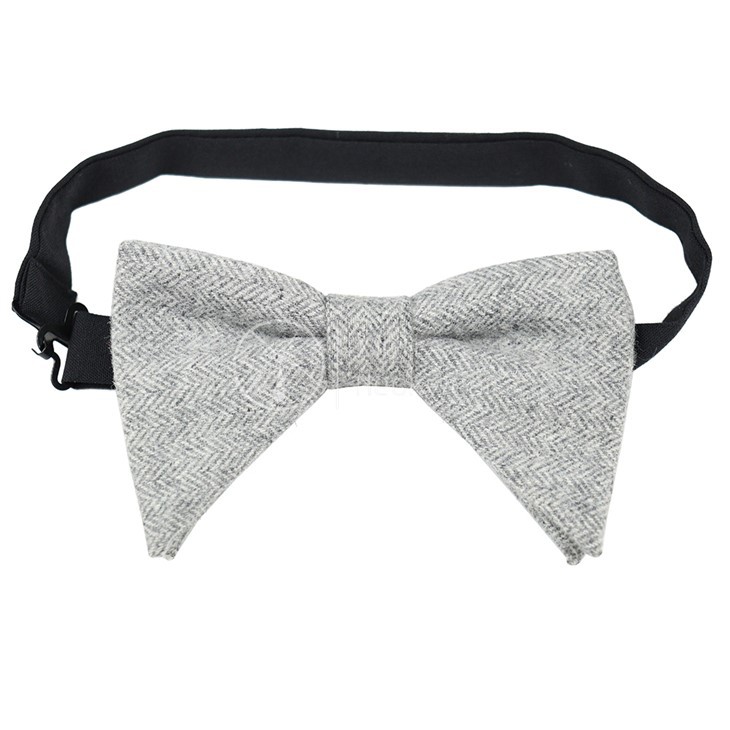 Grey Wool Bow Tie