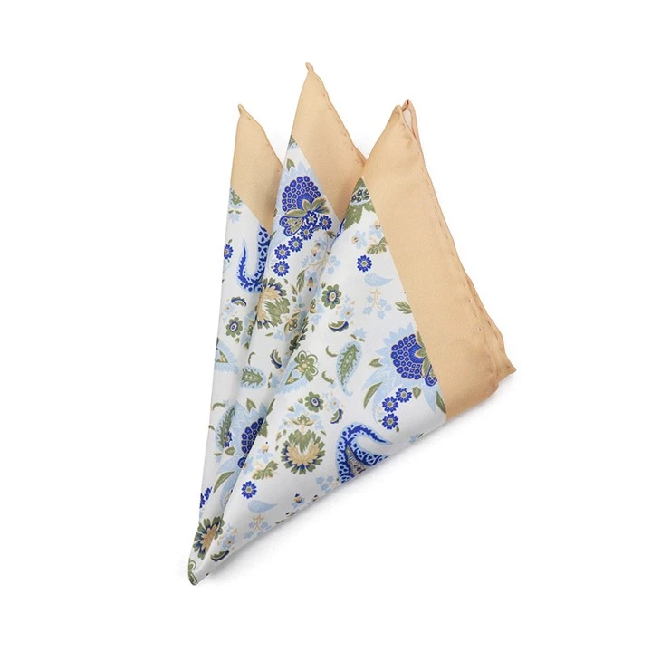 White Floral Pocket Square